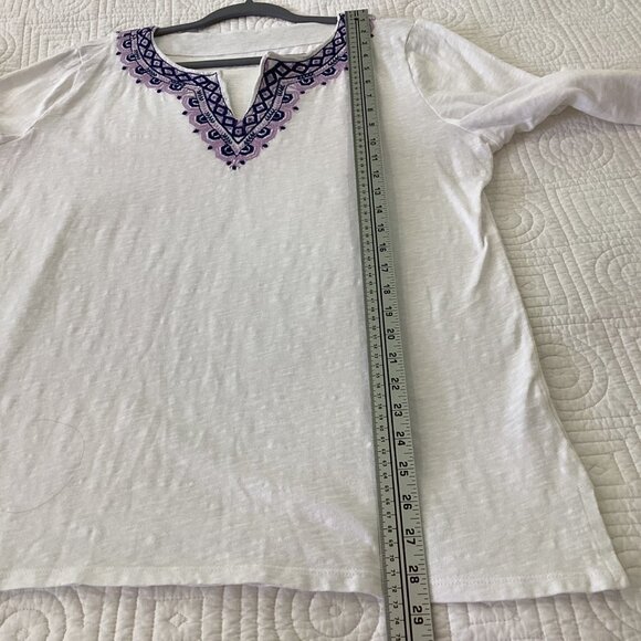 Talbots Women's White Cotton Embroidered Tunic Top size L - Picture 7 of 10